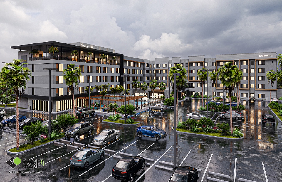 3D rendering of hotel concept