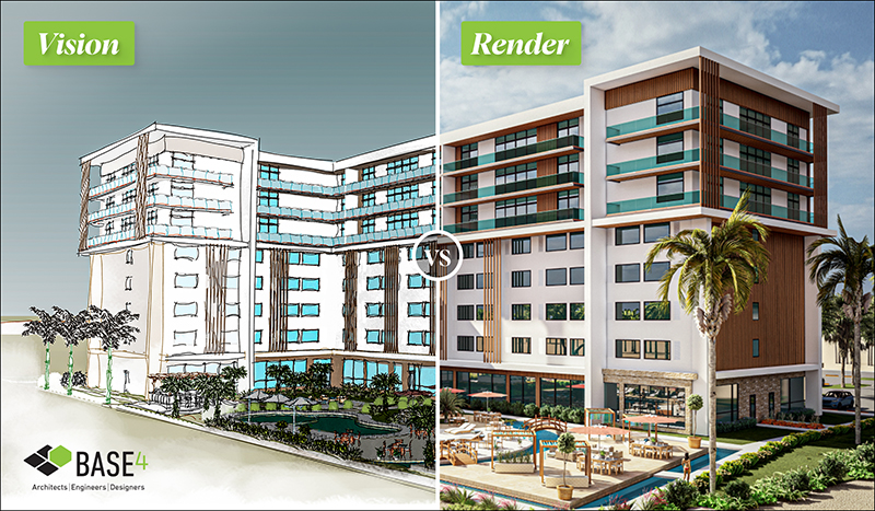 3D rendering of hotel concept