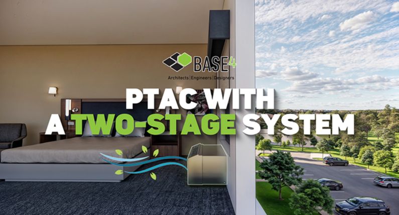 Hotel room with a PTAC with a two-stage system.
