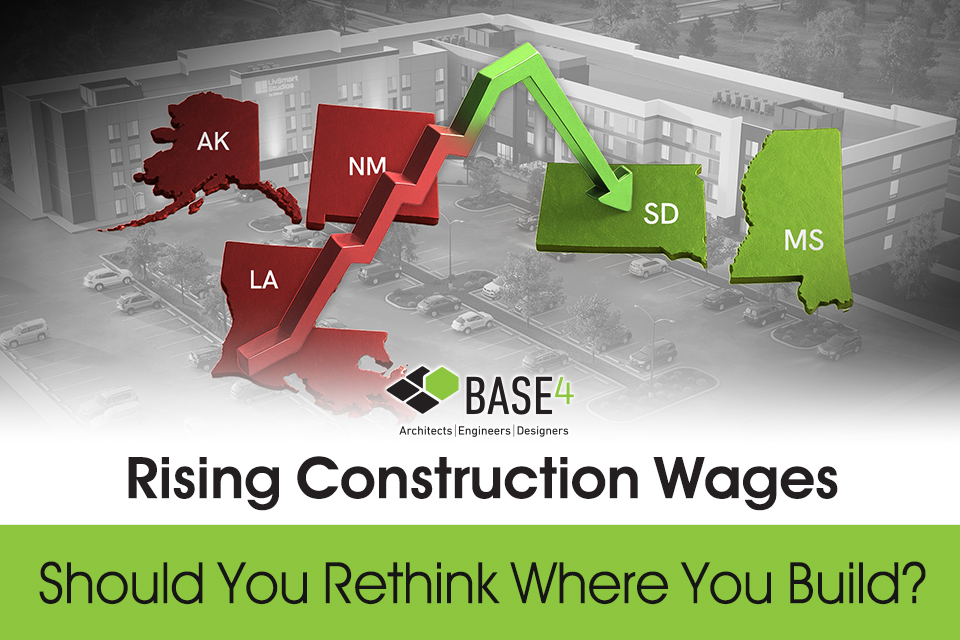US map showing state-by-state changes in construction wages 2025
