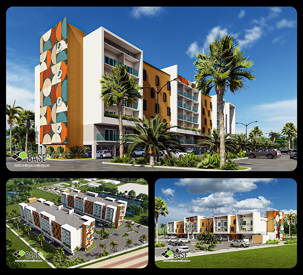 BASE4 multifamily design concepts – garden apartments, townhomes, and urban-style housing