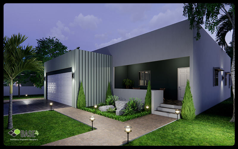 BASE4-designed modern single-family housing render