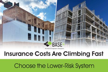 Non-combustible hotel construction using steel and concrete framing