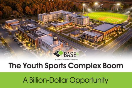 Large youth sports complex with hotels, fields, and mixed-use buildings designed for tournament-driven demand