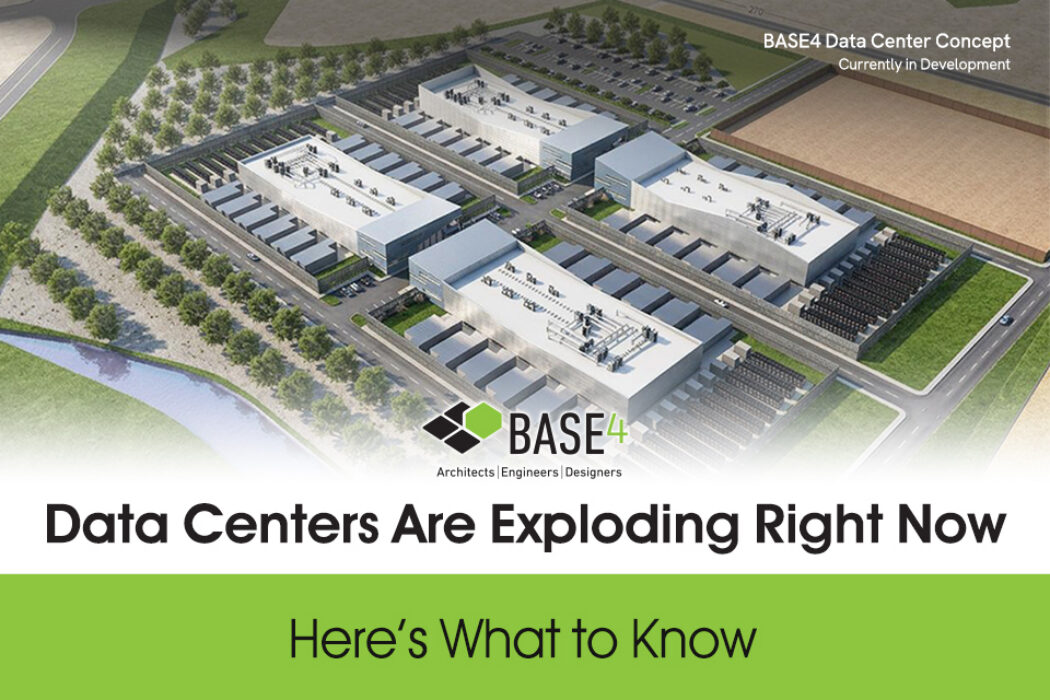 Early stage data center campus concept showing multiple buildings, infrastructure layout, and site planning