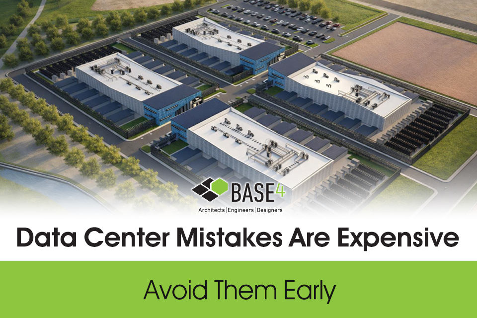 Aerial rendering of a data center campus showing multiple buildings, parking areas, and site planning.