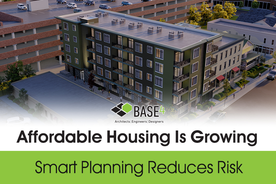 affordable-housing-planning-feasibility Aerial rendering of an affordable housing development with the headline Affordable Housing Is Growing.