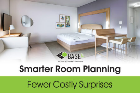 Hotel guestroom designed with a coordinated and repeatable room layout