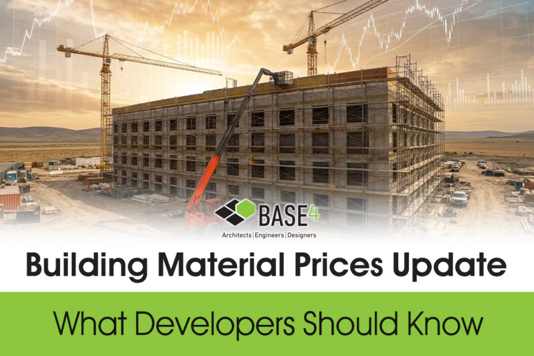 Construction site illustrating the 2026 building material prices update for developers