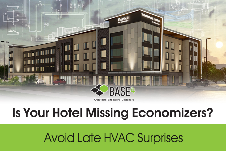 hotel-hvac-economizer-design-base4 Hotel exterior illustrating early HVAC economizer planning by BASE4