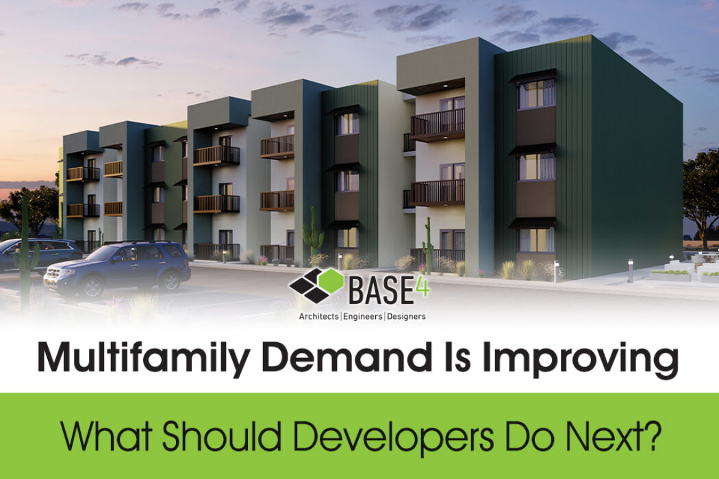Rendering of a multifamily apartment community illustrating the 2026 multifamily market outlook for developers.