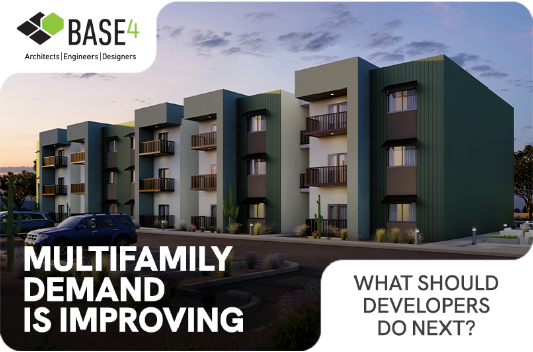 Rendering of a multifamily apartment community illustrating the 2026 multifamily market outlook for developers.