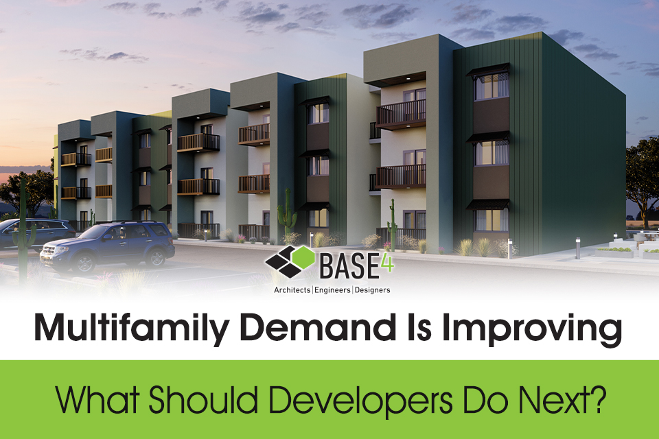 Rendering of a multifamily apartment community illustrating the 2026 multifamily market outlook for developers.